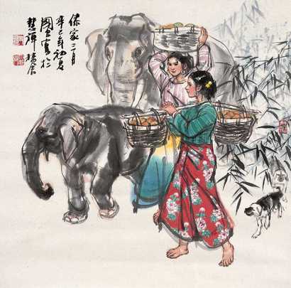 史国良 2001年作 傣家三月 单片